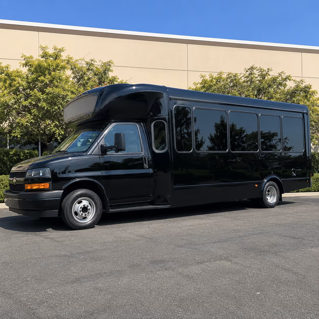 Interior of a party bus rental serving Long Beach