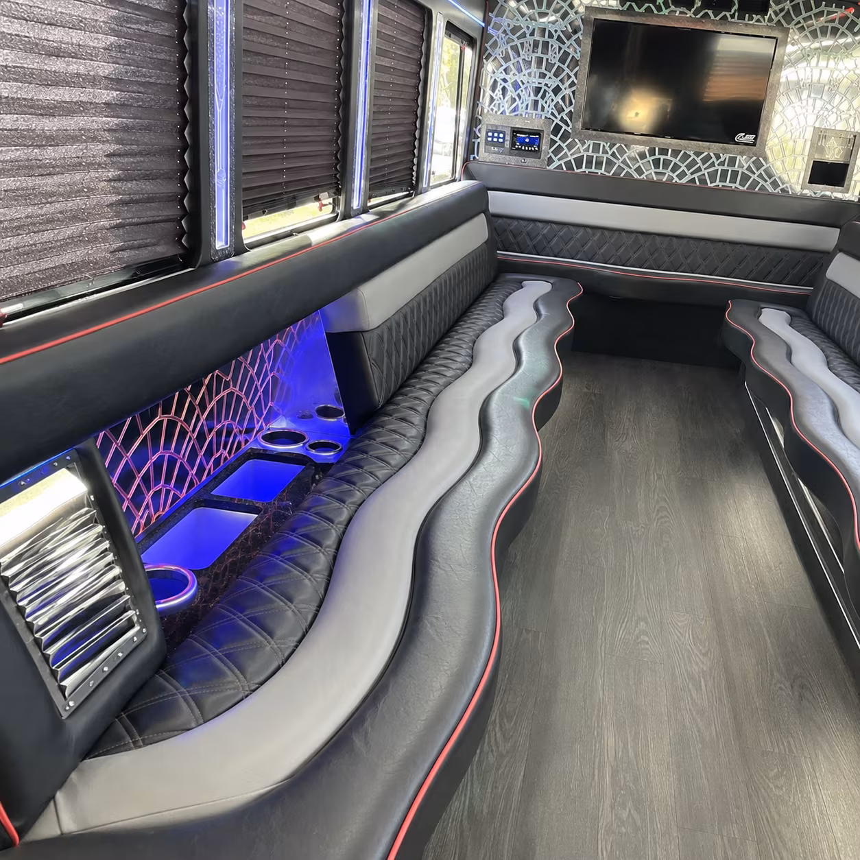 Long Beach Private Event Transportation party bus exterior