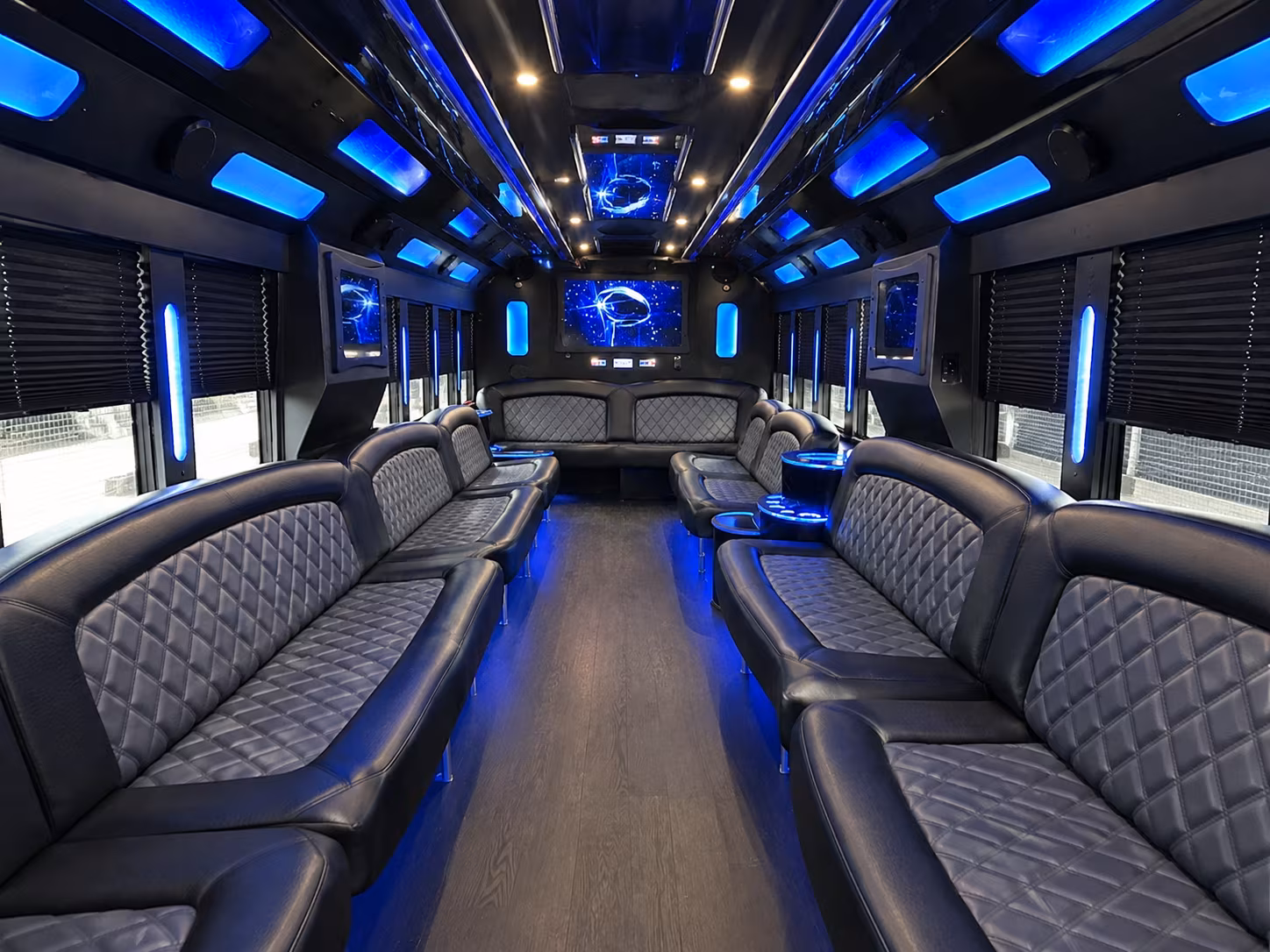 Long Beach Sporting Event Transportation party bus interior