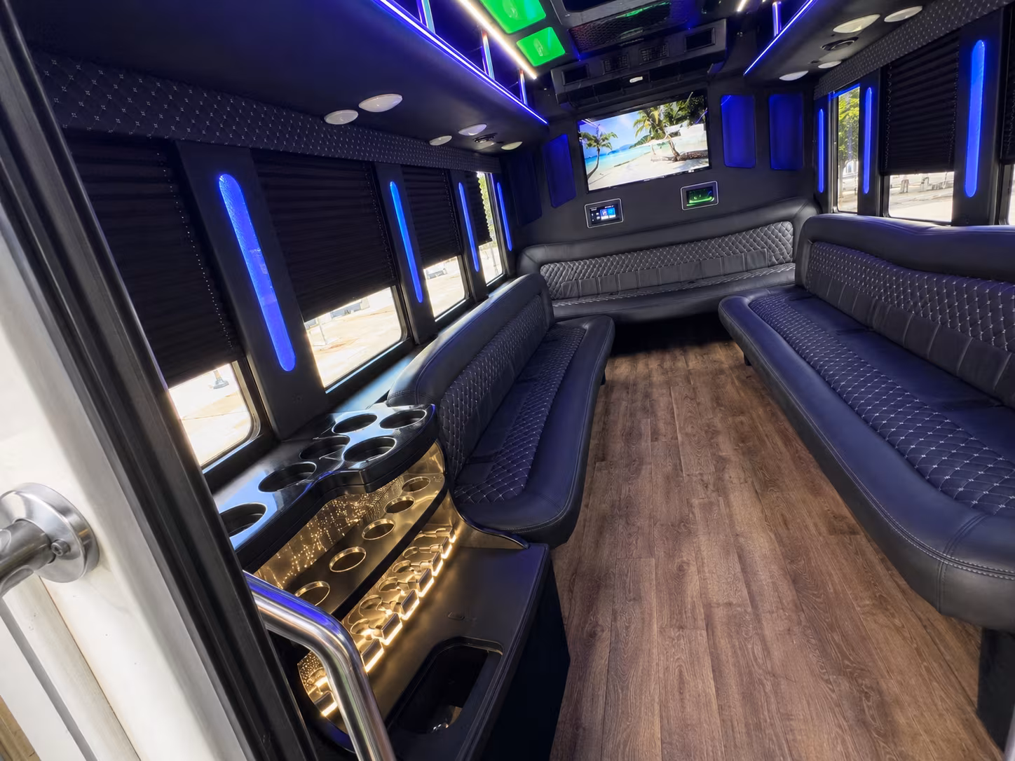 Long Beach Winery Tour & Pub Crawl Transportation party bus exterior