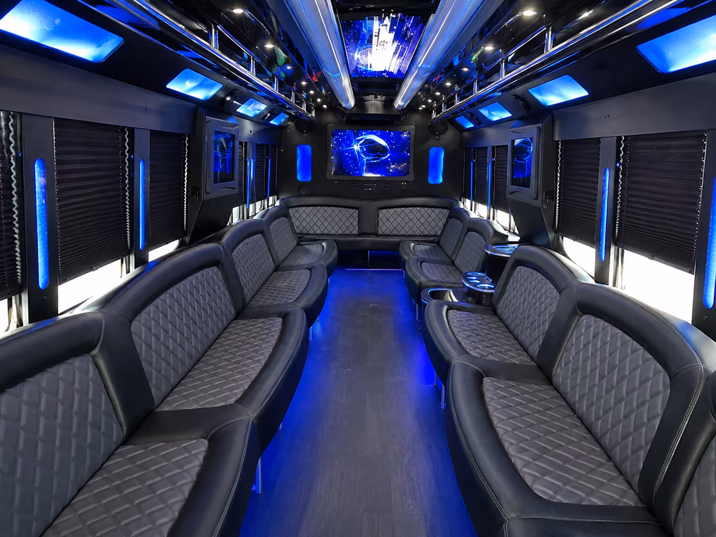 Long Beach Winery Tour & Pub Crawl Transportation party bus interior